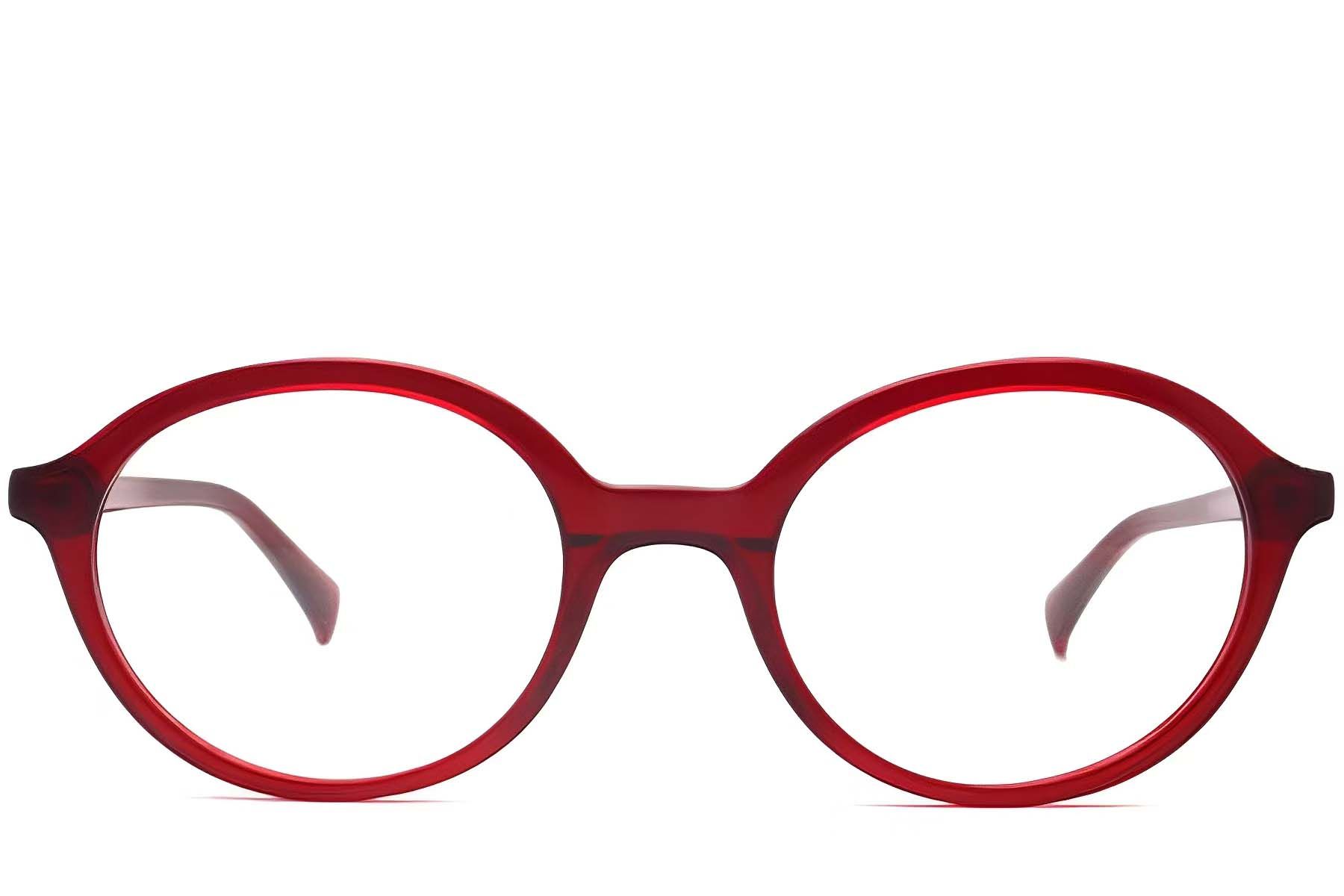 Oval Red Acetate Glasses #BS2012-0338