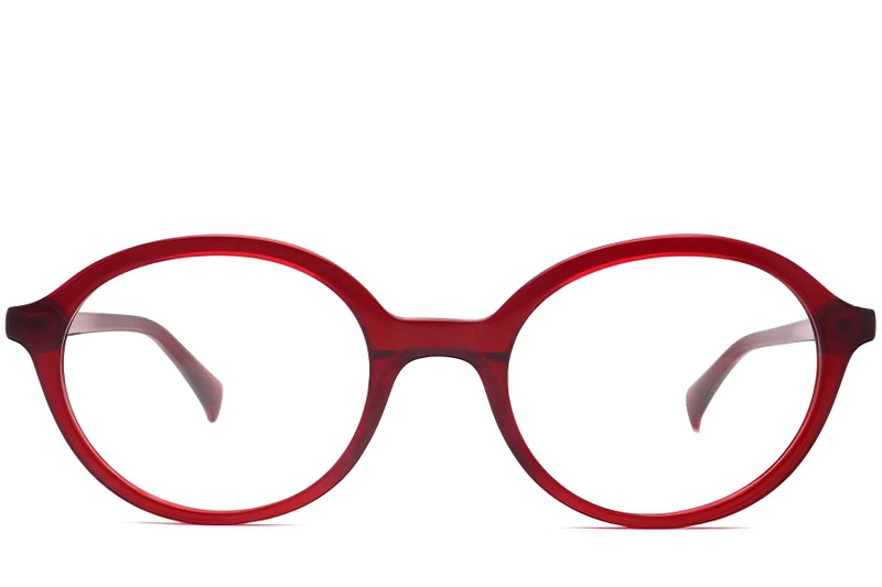 Oval Red Acetate Glasses #BS2012-0338