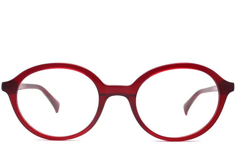 Lunettes ovales en acétate rouge #BS2012-0338