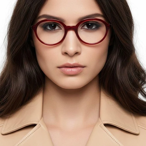 Oval Red Acetate Glasses #BS2012-0338