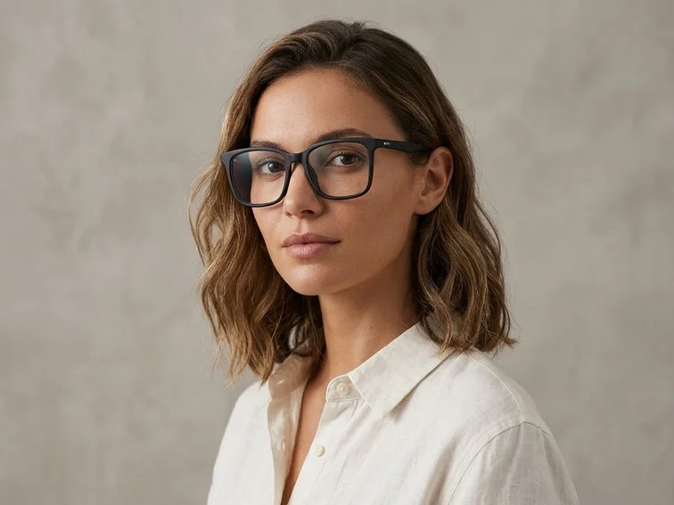 Rectangular Black Acetate Glasses #BS2012-0340