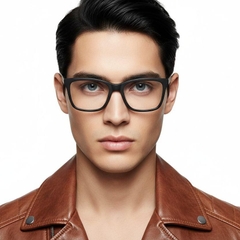 Rectangular Black Acetate Glasses #BS2012-0340