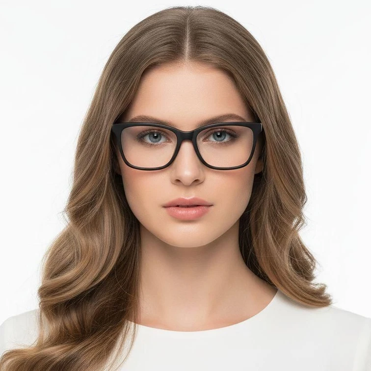 Gafas rectangulares de acetato negro #BS2012-0340