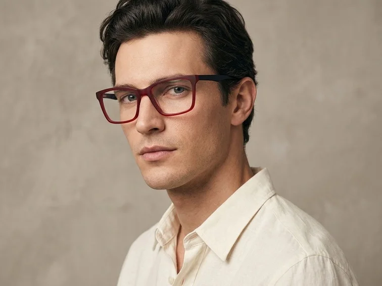Gafas rectangulares de acetato rojo #BS2012-0344