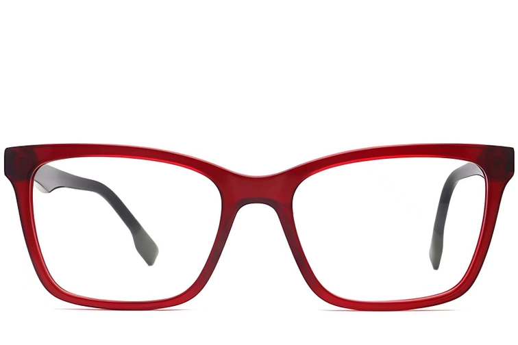 Rectangular Red Acetate Glasses #BS2012-0344