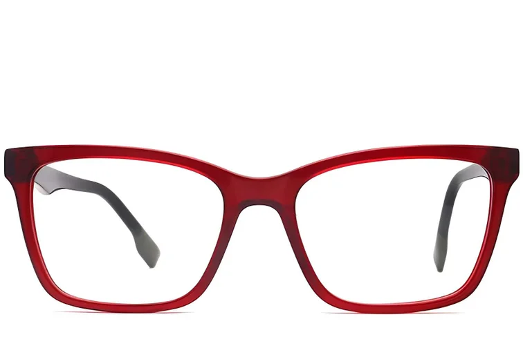 Rectangular Red Acetate Glasses #BS2012-0344