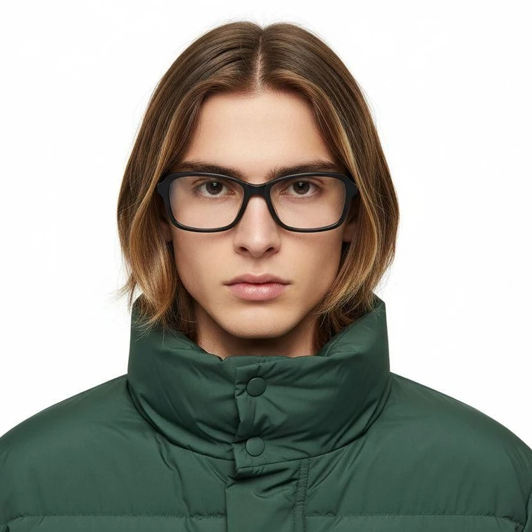 Rectangular Black Acetate Glasses #BS2012-0345
