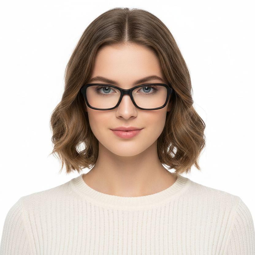 Gafas rectangulares de acetato negro #BS2012-0345