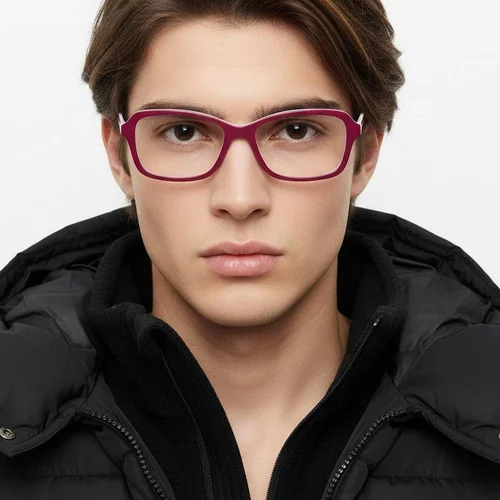 Lunettes rectangulaires en acétate rose #BS2012-0347
