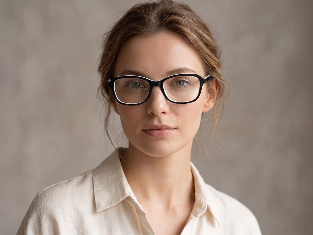 Rectangular White Acetate Glasses #BS2012-0348