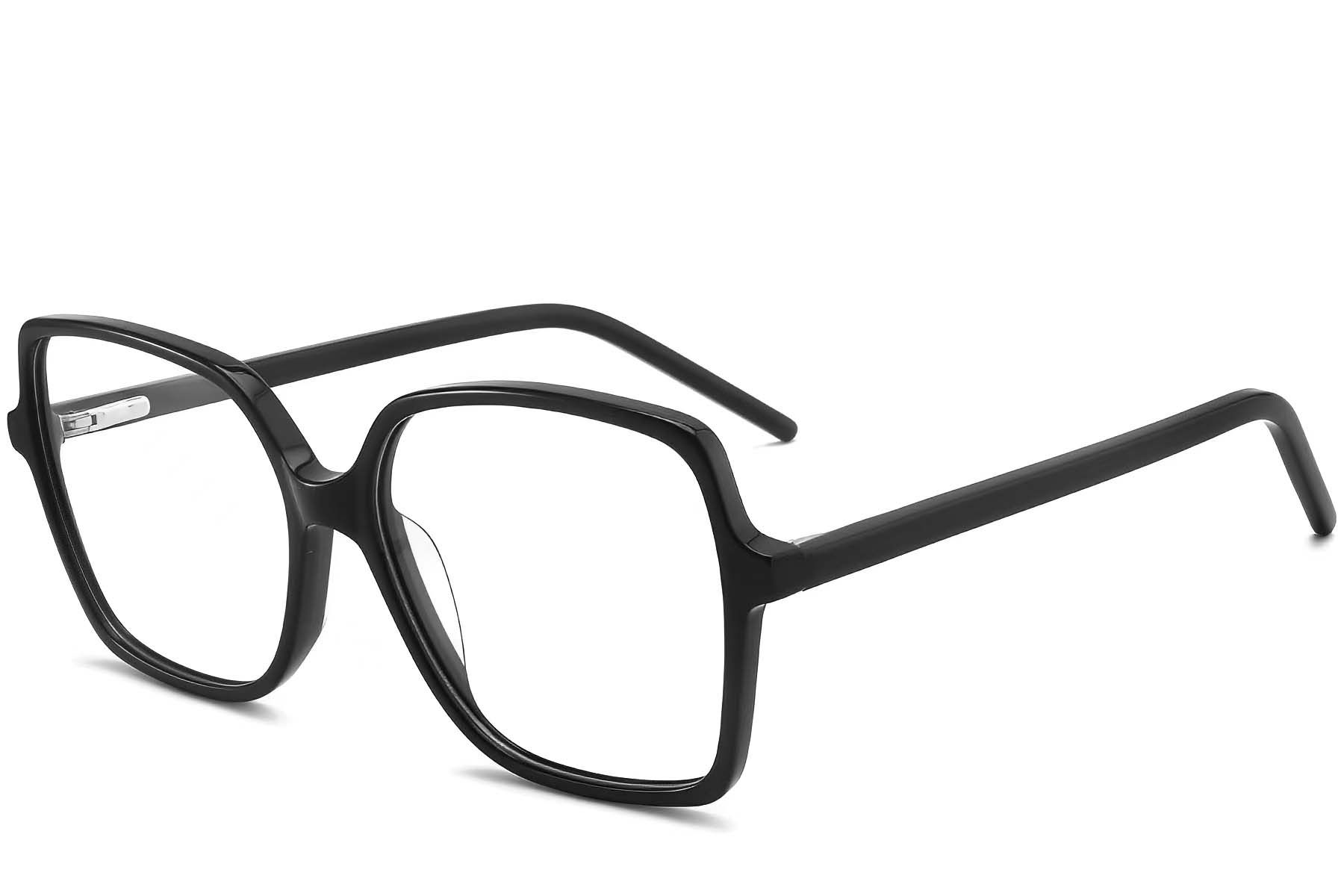 Rectangular Black Acetate Glasses #BS2012-0351