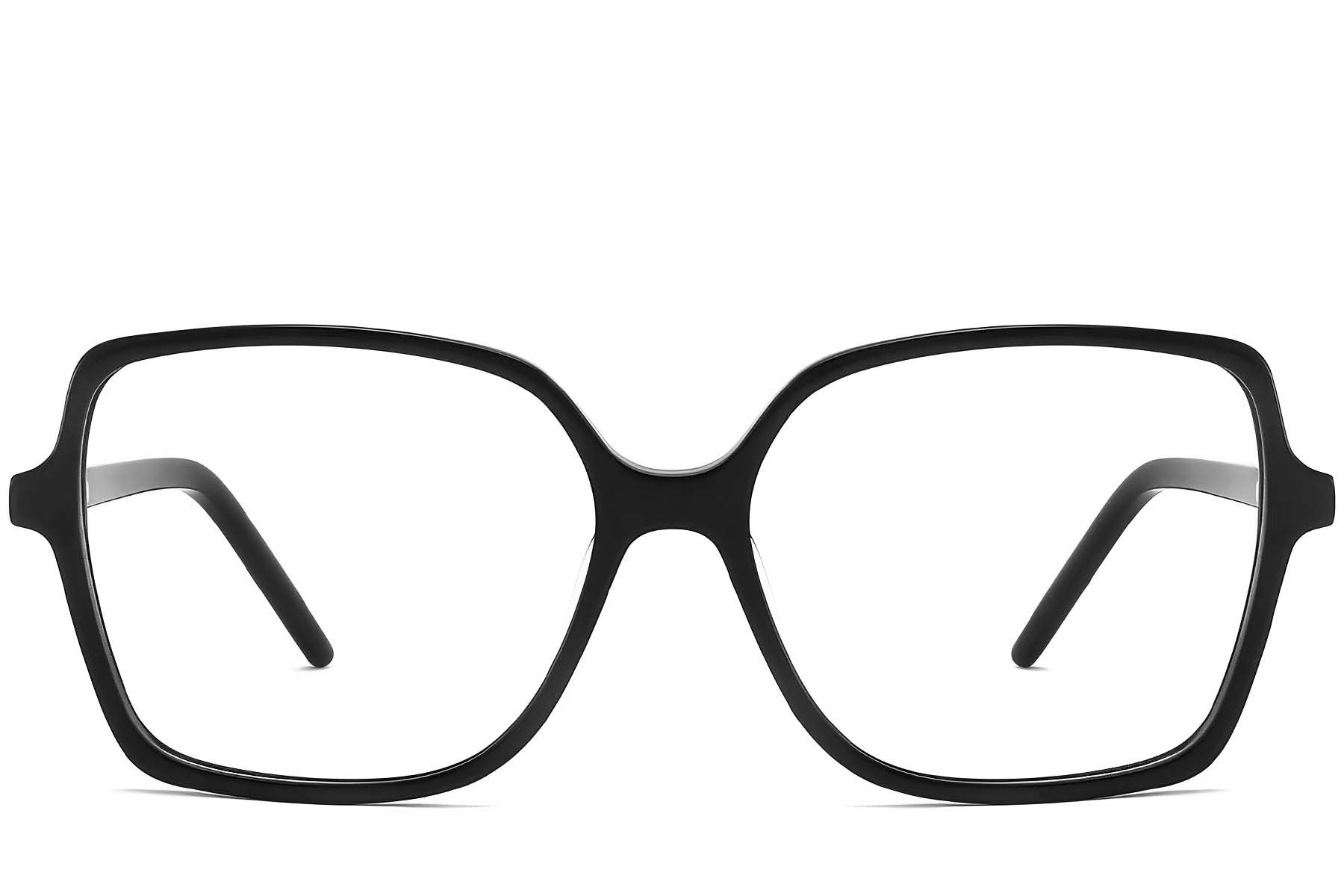 Rectangular Black Acetate Glasses #BS2012-0351