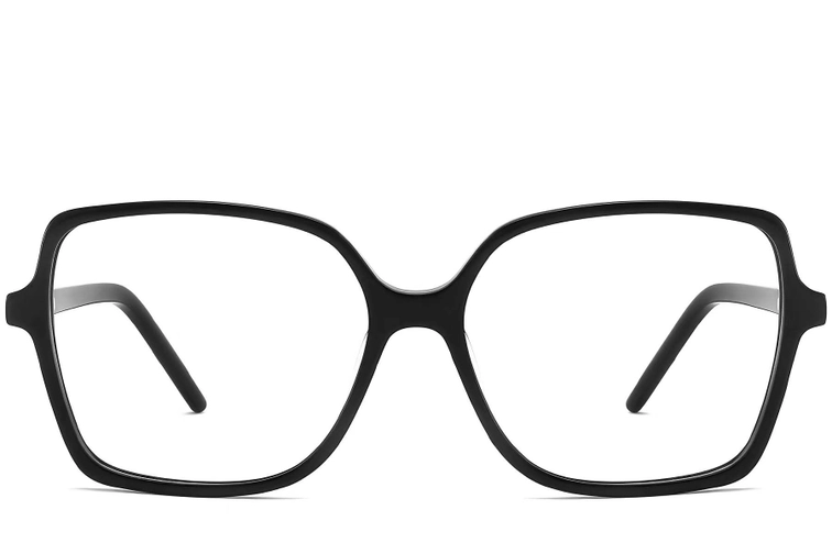 Rectangular Black Acetate Glasses #BS2012-0351