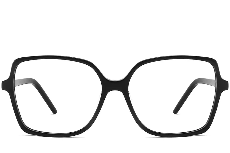 Rectangular Black Acetate Glasses #BS2012-0351