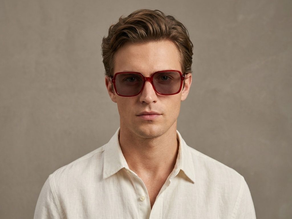 Verres rectangulaires en acétate rouge #BS2012-0352