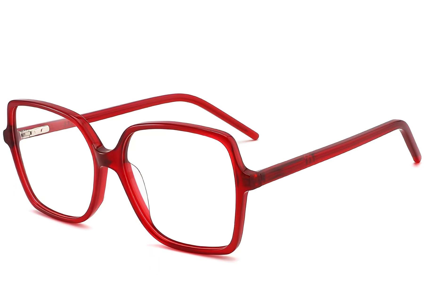 Rectangular Red Acetate Glasses #BS2012-0352