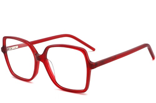 Rectangular Red Acetate Glasses #BS2012-0352
