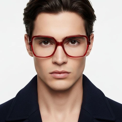 Rectangular Red Acetate Glasses #BS2012-0352