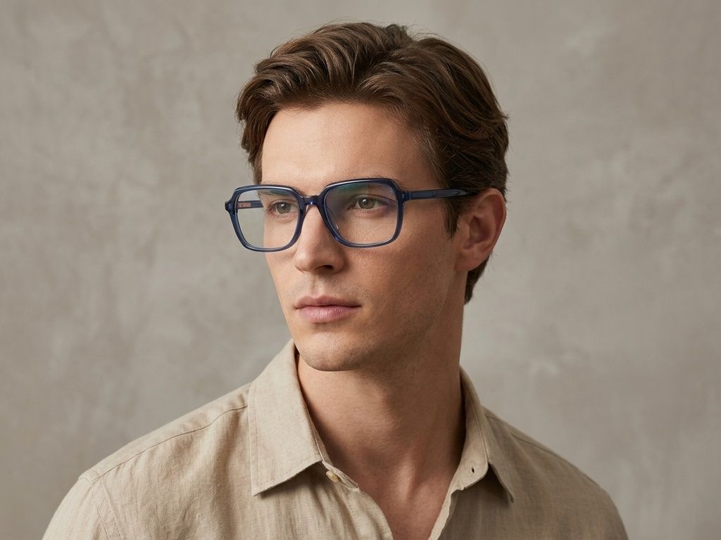 Rectangular Blue Acetate Glasses #BS2012-0353