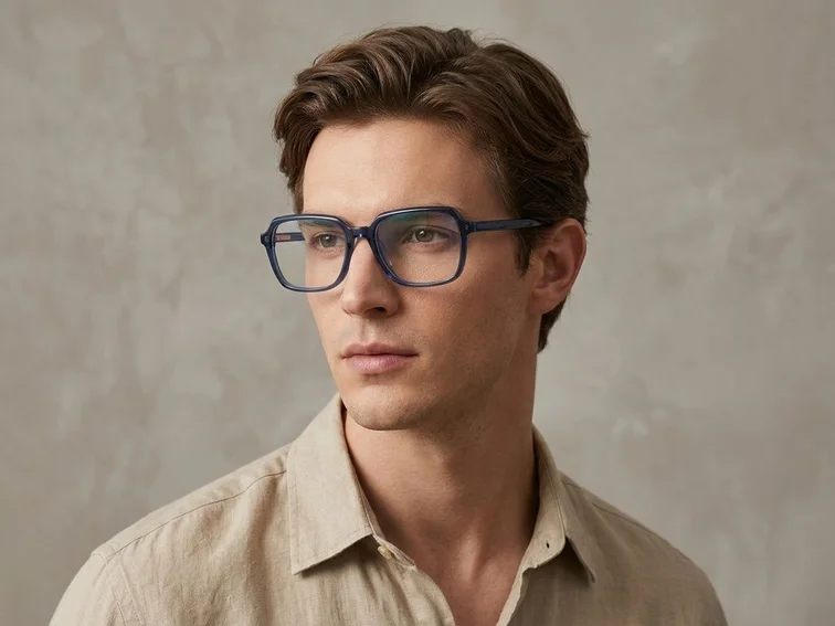 Gafas rectangulares de acetato azul #BS2012-0353