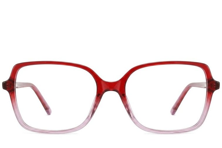 Rectangular Red Acetate Glasses #BS2012-0355