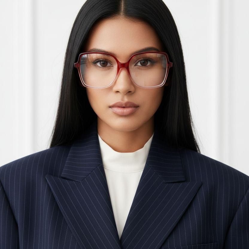 Verres rectangulaires en acétate rouge #BS2012-0355