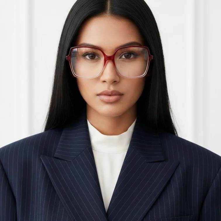 Rectangular Red Acetate Glasses #BS2012-0355