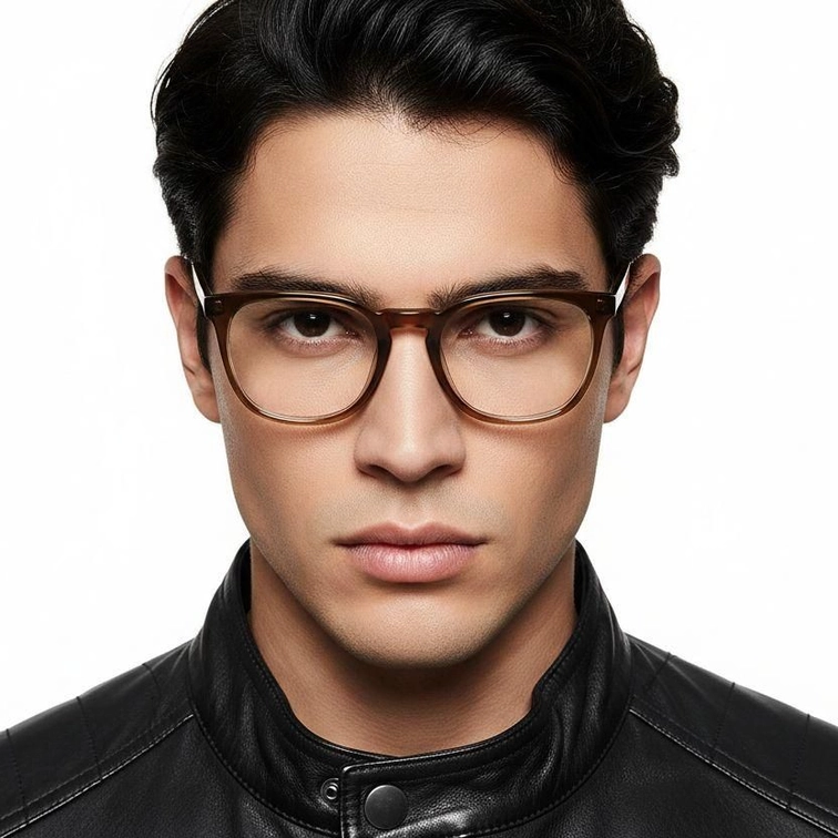 Oval Brown Acetate Glasses #BS2012-0358
