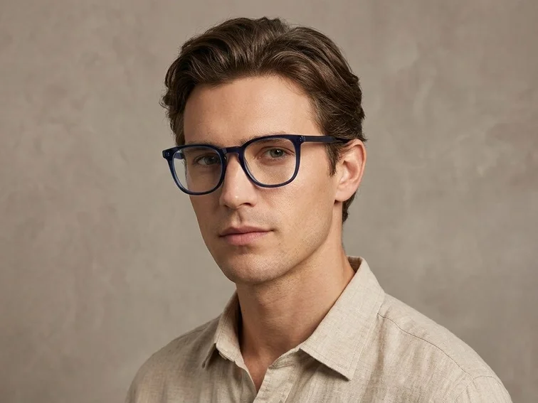 Oval Blue Acetate Glasses #BS2012-0360