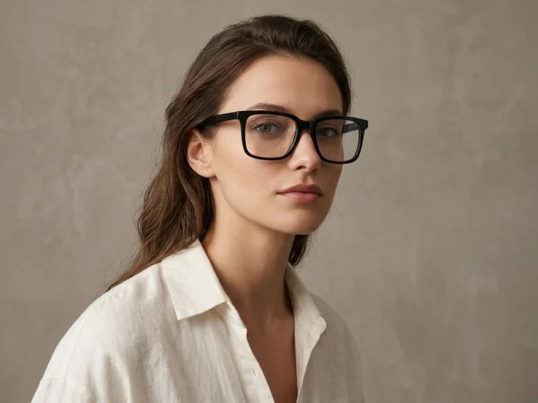 Rectangular Black Acetate Glasses #BS2012-0361