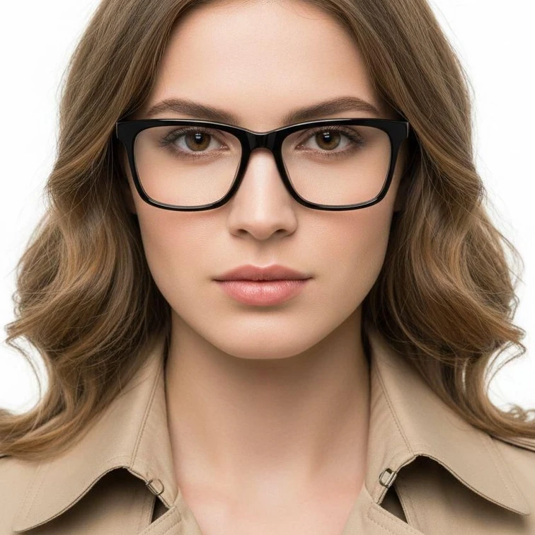 Rectangular Black Acetate Glasses #BS2012-0361
