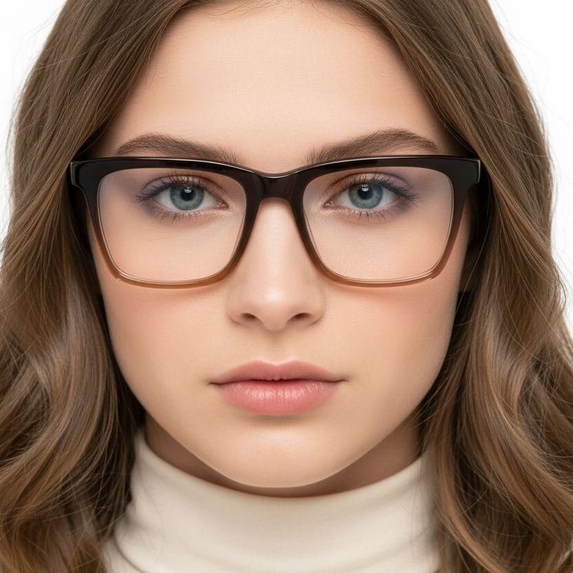 Rectangular Brown Acetate Glasses #BS2012-0362
