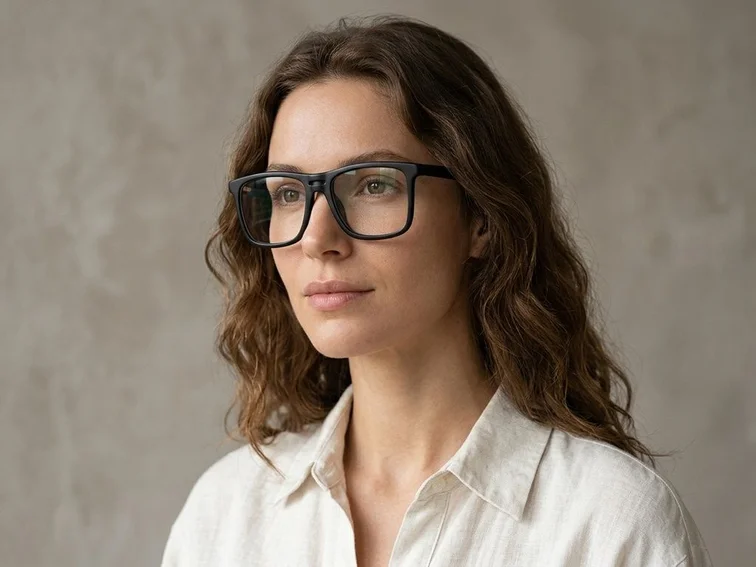 Rectangular Black Acetate Glasses #BS2012-0365