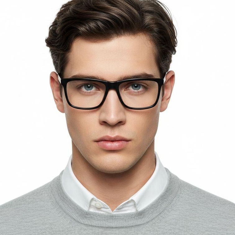 Rectangular Black Acetate Glasses #BS2012-0365
