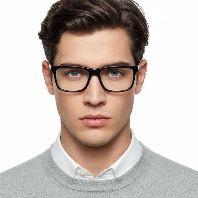 Rectangular Black Acetate Glasses #BS2012-0365