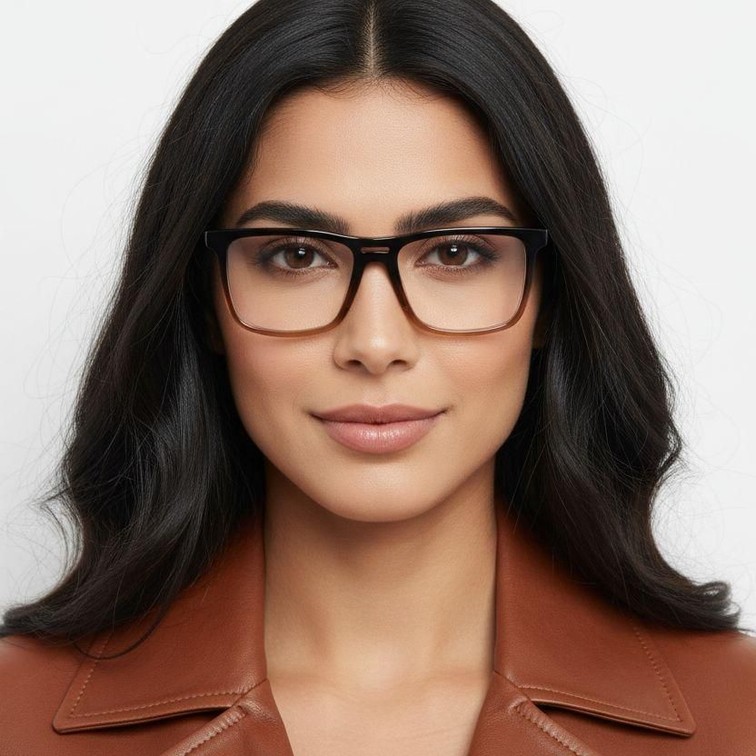 Rectangular Brown Acetate Glasses #BS2012-0369