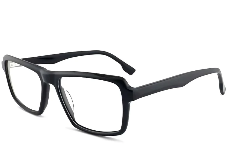Rectangular Black Acetate Glasses #BS2012-0375