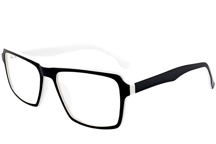 Rectangular White Acetate Glasses #BS2012-0376