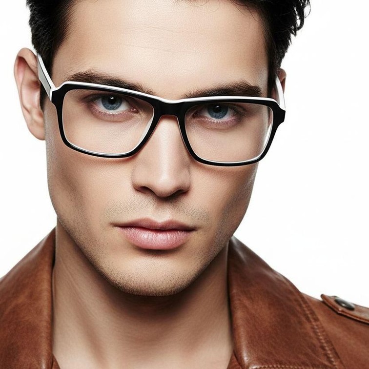 Rectangular White Acetate Glasses #BS2012-0376