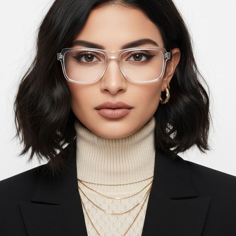 Rechteckige transparente Acetatbrille #BS2012-0378