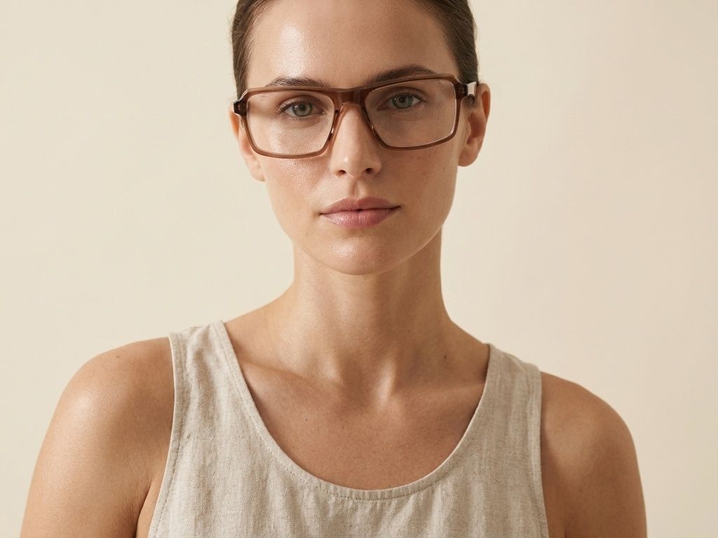 Rectangular Brown Acetate Glasses #BS2012-0379
