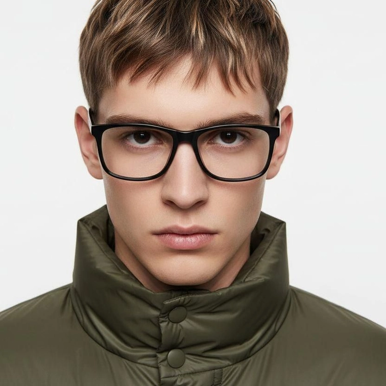 Lunettes rectangulaires en acétate noir #BS2012-0385