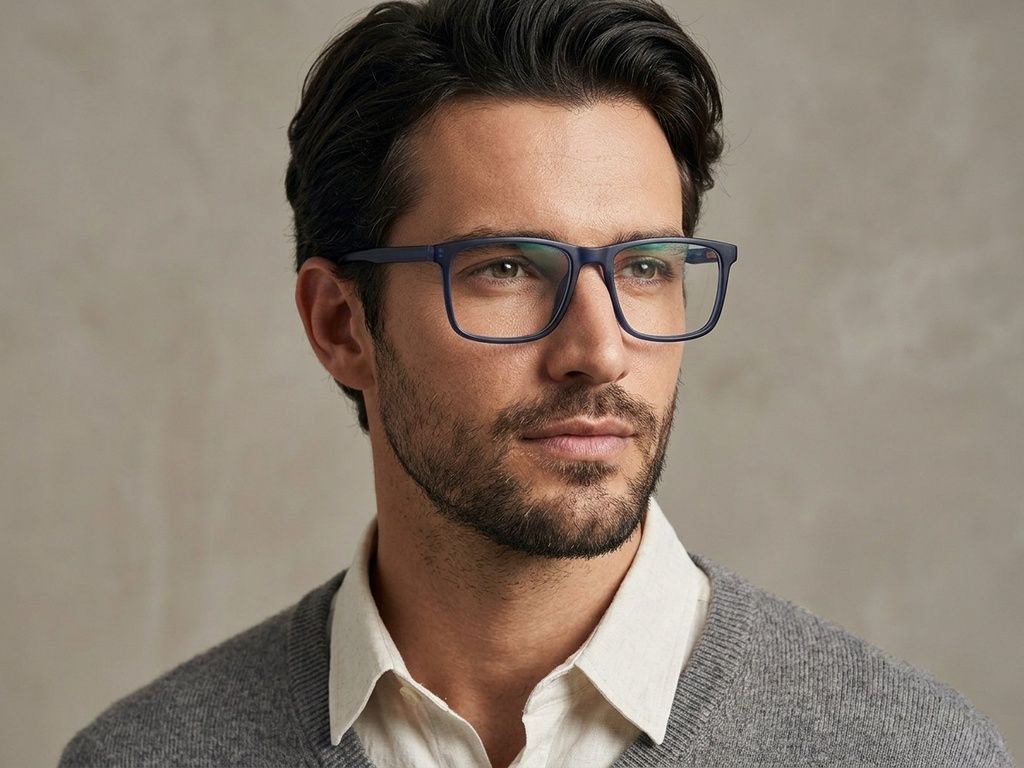 Gafas rectangulares de acetato azul #BS2012-0387