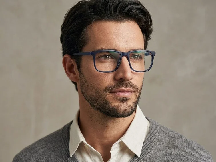 Gafas rectangulares de acetato azul #BS2012-0387