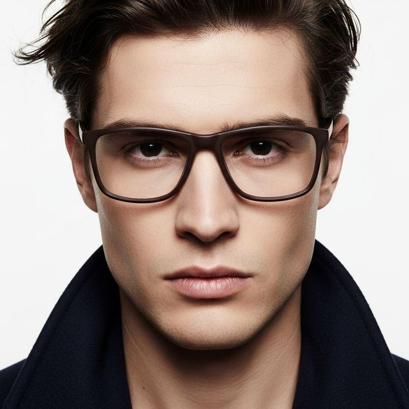 Lunettes rectangulaires en acétate marron #BS2012-0388