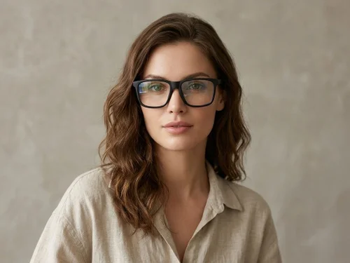 Lunettes rectangulaires en acétate noir #BS2012-0391