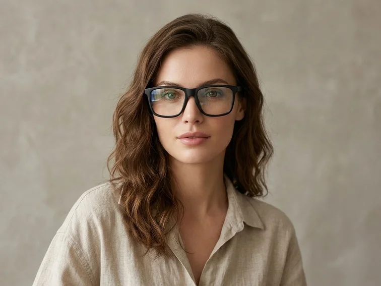 Rectangular Black Acetate Glasses #BS2012-0391