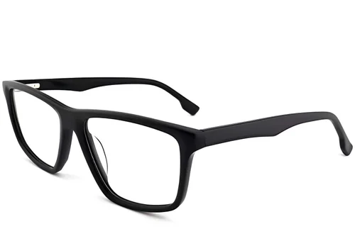 Lunettes rectangulaires en acétate noir #BS2012-0391