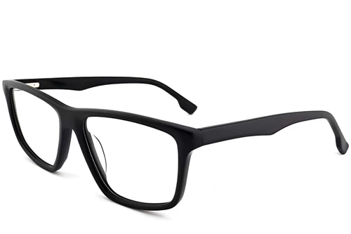 Rechteckige schwarze Acetatbrille #BS2012-0391