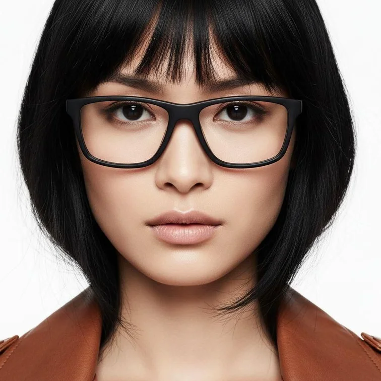 Rechteckige schwarze Acetatbrille #BS2012-0391